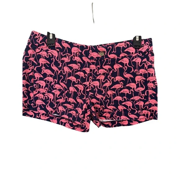 J.‎ Crew Factory Pink Flamingo Print Navy Chino Shorts Women's Size 4