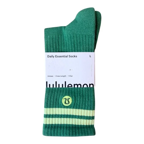 Lululemon Daily Essential Crew Socks Large Summer Willow Crispin Green‎ NWT