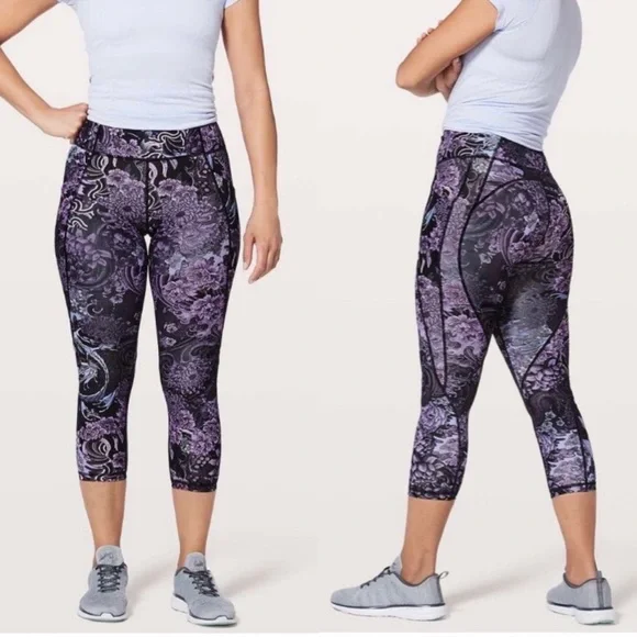Lululemon Time to Sweat Crop Legging in Memoir Multi Purple Size 8 Athletic