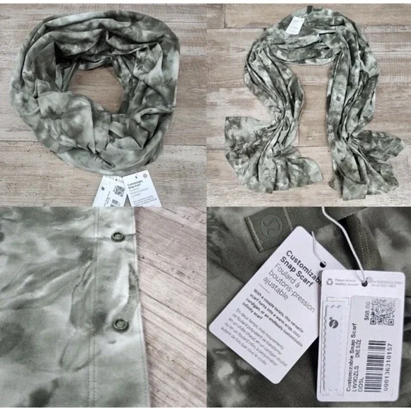 Lululemon Customizable‎ Snap Scarf Camo Green NEW With Tag Wear 10 Ways