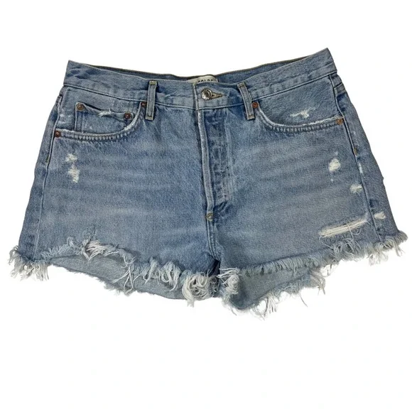 AGOLDE Parker Distressed Light Wash‎ Denim Cutoff Shorts Womens 29 High Rise W31