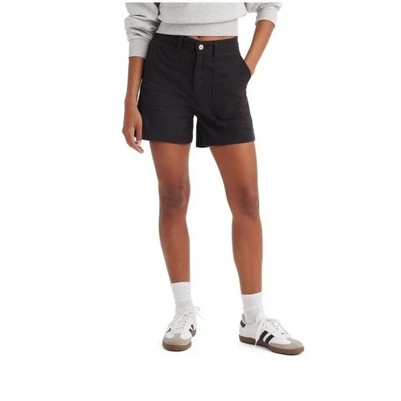 Levi's Utility Shorts Women's Size 32 Black Mid Rise Stretch Cotton NWT Levis‎