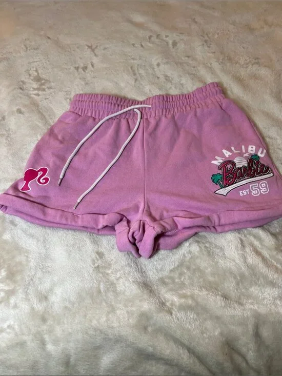 Barbie Pink Graphic Lounge Shorts with White Drawstring