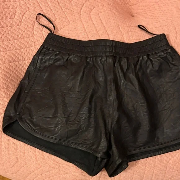 Zadig & Voltaire Black Faux Leather Athletic Shorts