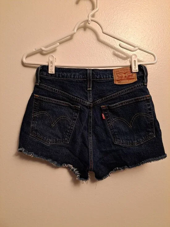 Levi's 501 Cutoff Raw Hem High Waist Denim Jean Shorts With Button Fly