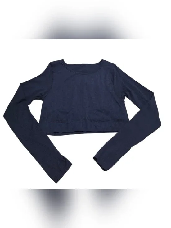 Lululemon Ebb to Street Long Sleeve Cropped Shirt in True Navy