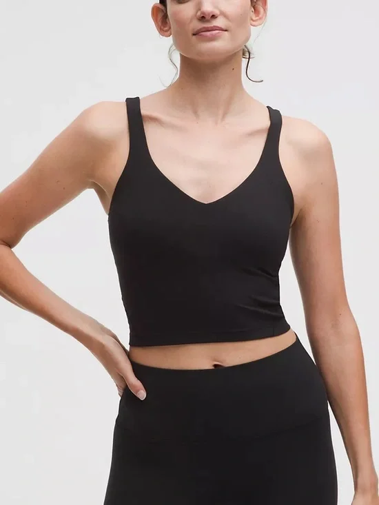 lululemon athletica Black V-Neck Crop Tank