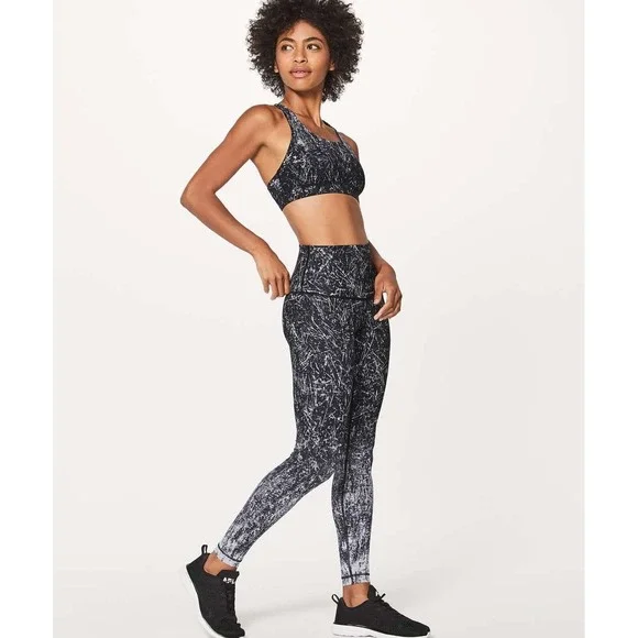 Lululemon Women's Wunder Under Hi-Rise Tight‎ Alouette Pant 4 Alpine Black White