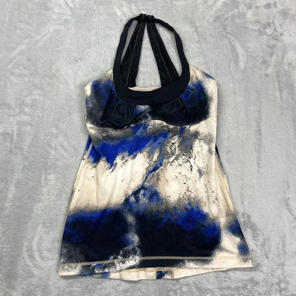 Lululemon Tank Top Womens XS Multi Shelf Bra Milky Way Fitness Scoop Me Up Crop‎
