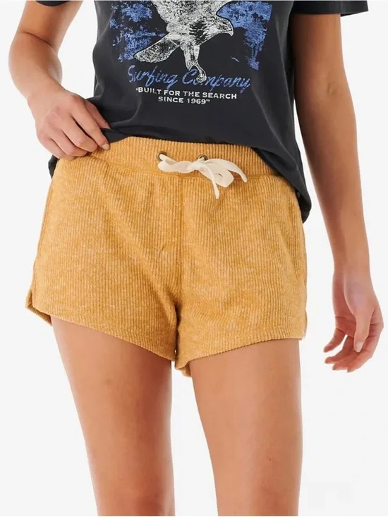Rip Curl Mustard Ribbed Drawstring Athletic Shorts