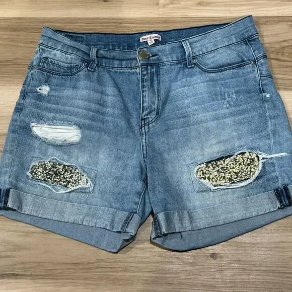 Juicy Couture Shiny Distressed Shorts Women’s 10