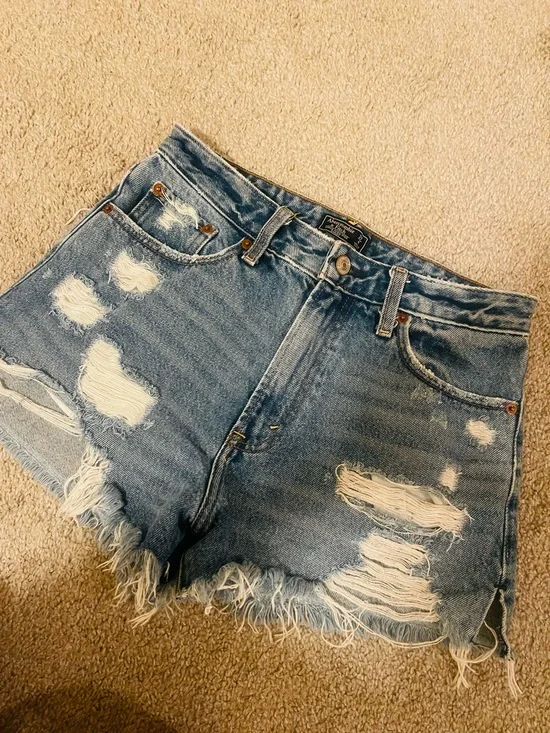 Abercrombie & Fitch Distressed Light Blue Denim Cutoff Shorts