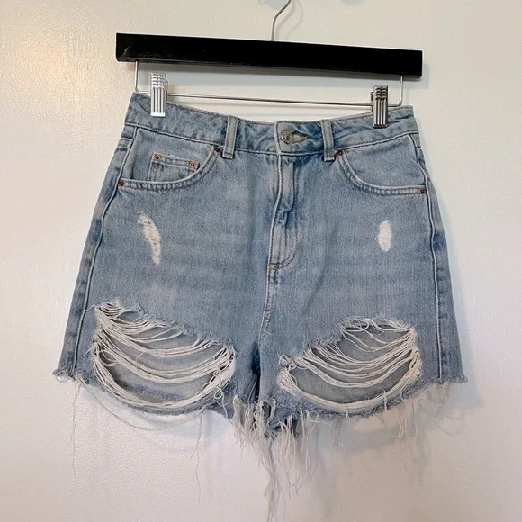 Topshop High-Waisted Light Wash Cutoff Jean Shorts