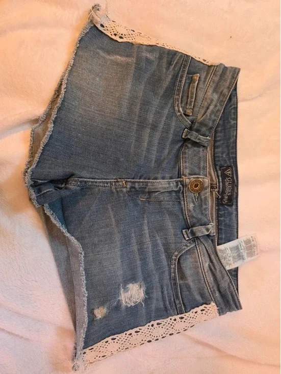 Lariah Crochet Denim Shorts