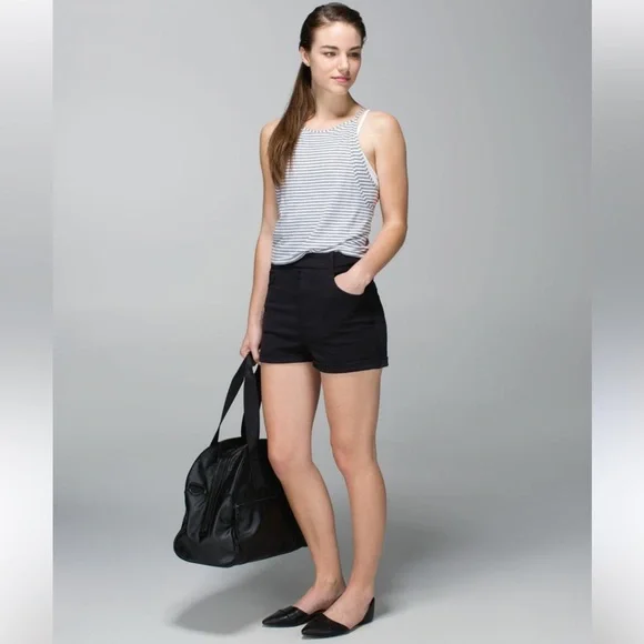 J16 Lululemon Vita Loca‎ Tank Stripe White Heathered Medium Grey