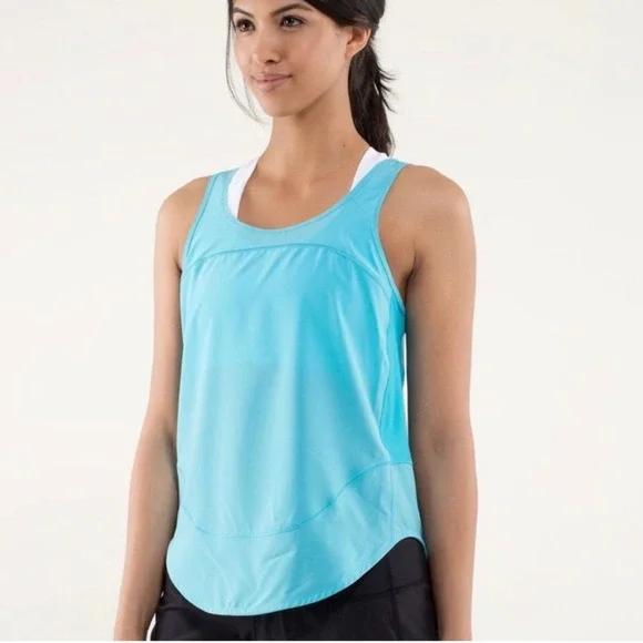 Lululemon Women's Run Featherweight Singlet Tank Top Blue Sz 4 Swift Ultra Light