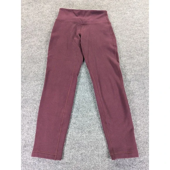 Lululemon Wonder Lounge Fleece High Rise Leggings LW5CN5S Burgundy Plum Size 4