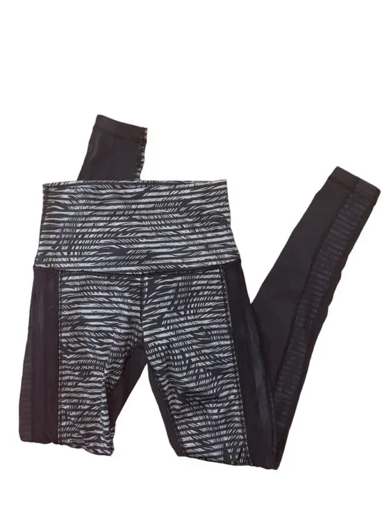 Lululemon Wunder Under Luxtreme Leggings Stripe Black roll-down Waistband 6