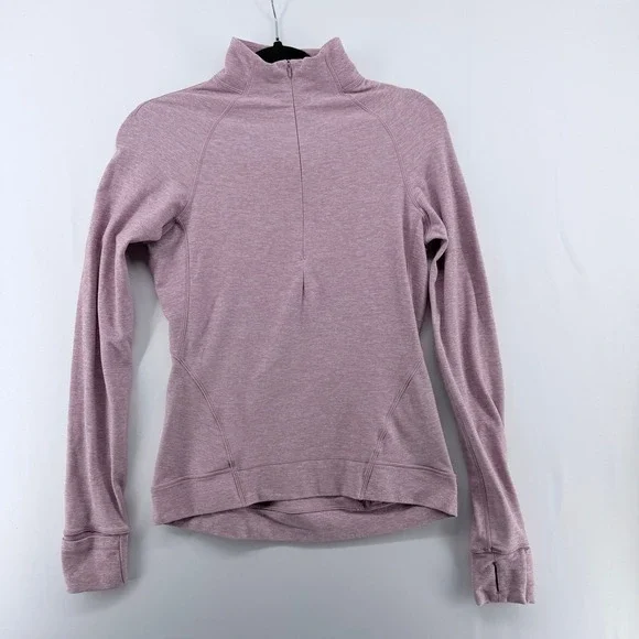 Lululemon Its Rulu Half Zip Pullover Heathered Pink Mauve Running‎ Top Size 6