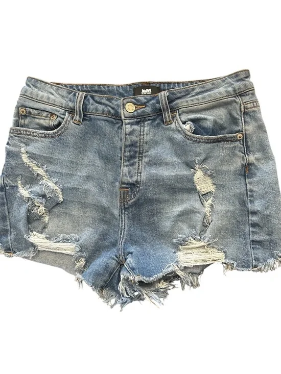 Black‎ Label Distressed Light Blue Denim Jean Shorts