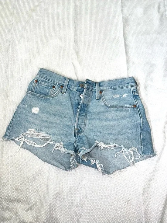Levi 501 Distressed Denim Jean Shorts