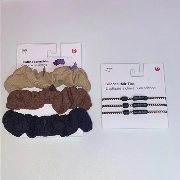 Lululemon Bundle Lot of 2 Uplifting Scrunchies & Silicone Hair Ties‎ NWT