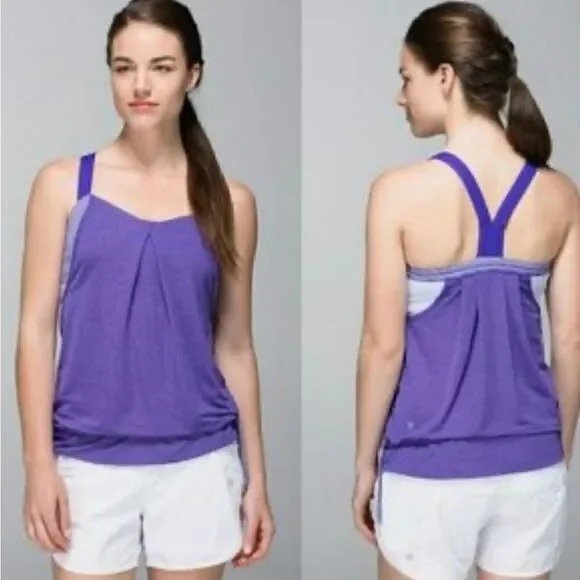 Lululemon purple Rest Less tank with attached sports bra EUC size 6