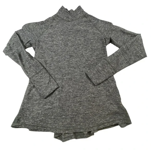 Lululemon Grey Space Dye‎ Mock Neck Long Sleeve Peplum Back Thumbhole Top Size 8