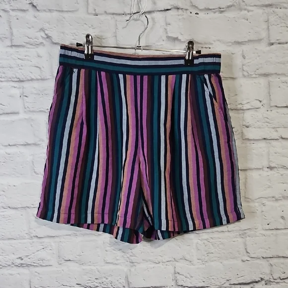 a new day Vibrant Striped High Waist Shorts