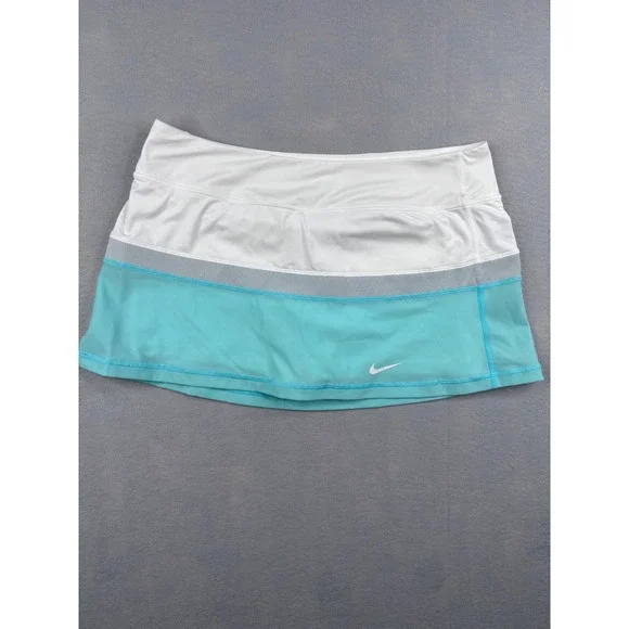 Nike Dri-FIT Tennis Skort Womens Large Teal White Colorblock Athletic Skirt 150