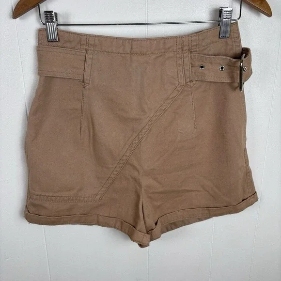 Urban Outfitters‎ Size 4 Tan High Rise Waisted Belted Buckle Twill Shorts