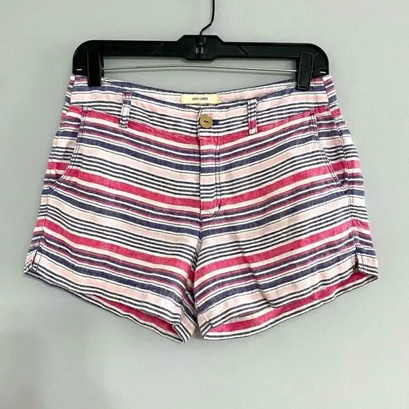 British Khaki 100% Linen Shorts Women Size 2