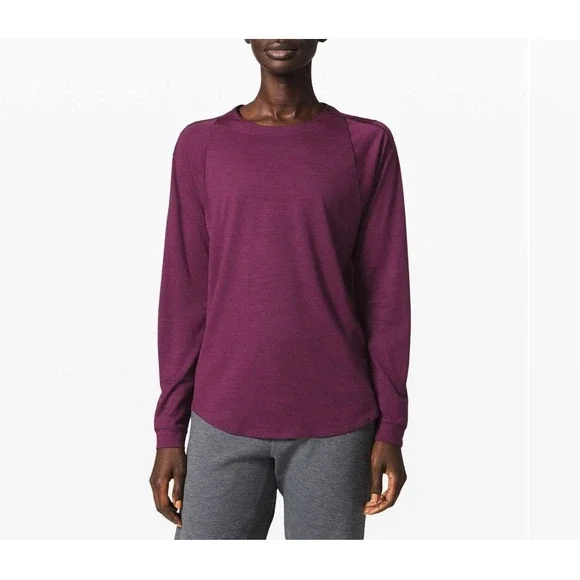 Lululemon Size-XL‎ Refract Long Sleeve Wool lab Black Cherry Deep Fuschia