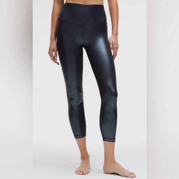 LULULEMON Align Ribbed High Rise Leggings 25” - Foil Print Black Night 14