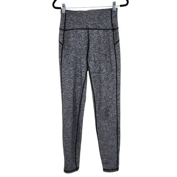 Lululemon Out To Lunge Untight Heathered Black Luon Soft Leggings Size 4