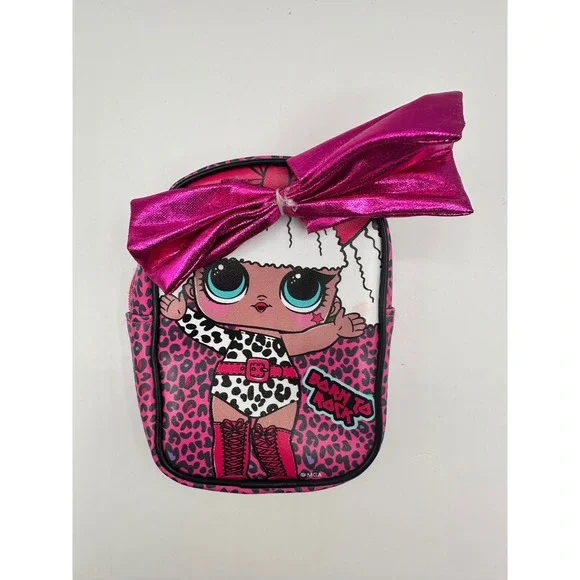 LOL Surprise Backpack Purse Pink Leopard‎ Born to Rock Bow Small Clip On