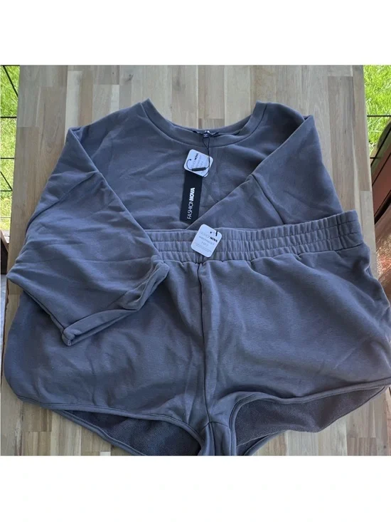 Fashion Nova Mauve Gray Lounge Set - Sweatshirt & Shorts 3x