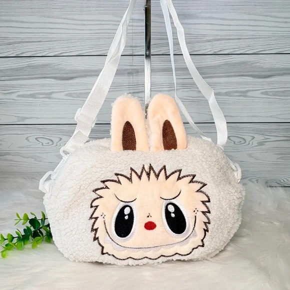 White Sherpa‎ Labubu Crossbody Bag