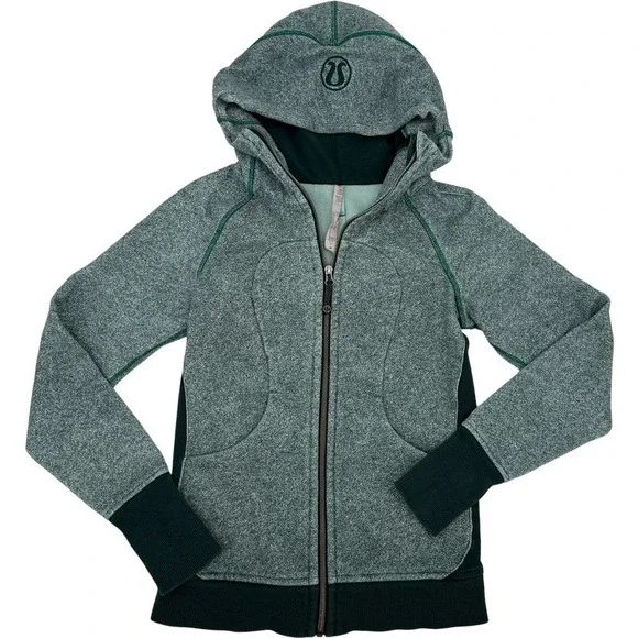 LULULEMON 4 Scuba Hoodie III Rio Mist Deep Green‎ Zip Heathered Fleece Jacket