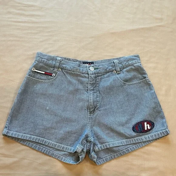 Tommy Hilfiger Vintage‎ Womens Sz 7 Shorts Patches Rare Flat Front Blue
