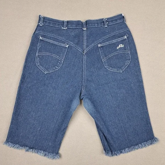 Vintage Chic By H.I.S. Shorts Womens *32 Blue Denim Jorts Mom Shorts Striped 80s