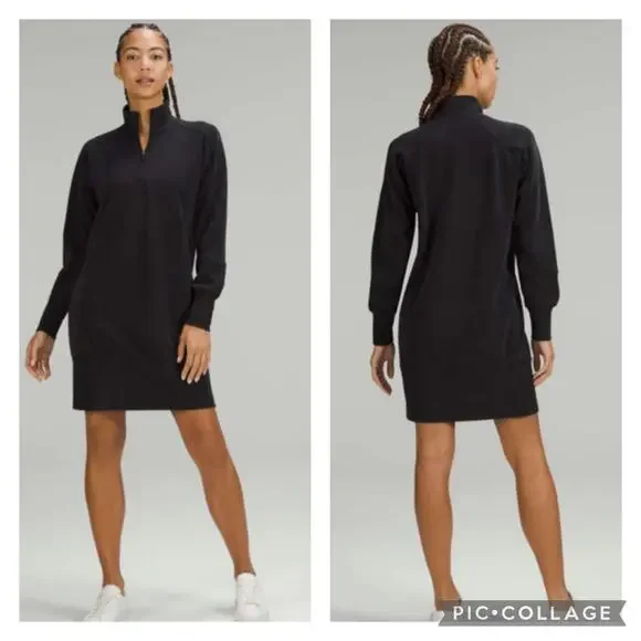 Lululemon Softstreme Long Sleeve Half Zip Dress Black Size 8
