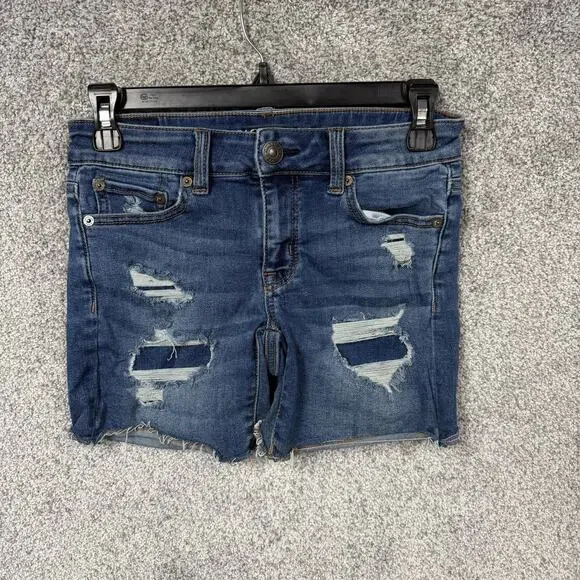 American Eagle Midi Shorts 00 27x4.5 Distressed Indie Sleaze Festival Streetwear