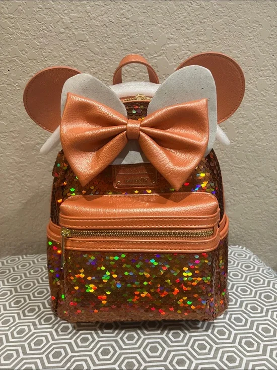 Disney parks peach sequin backpack