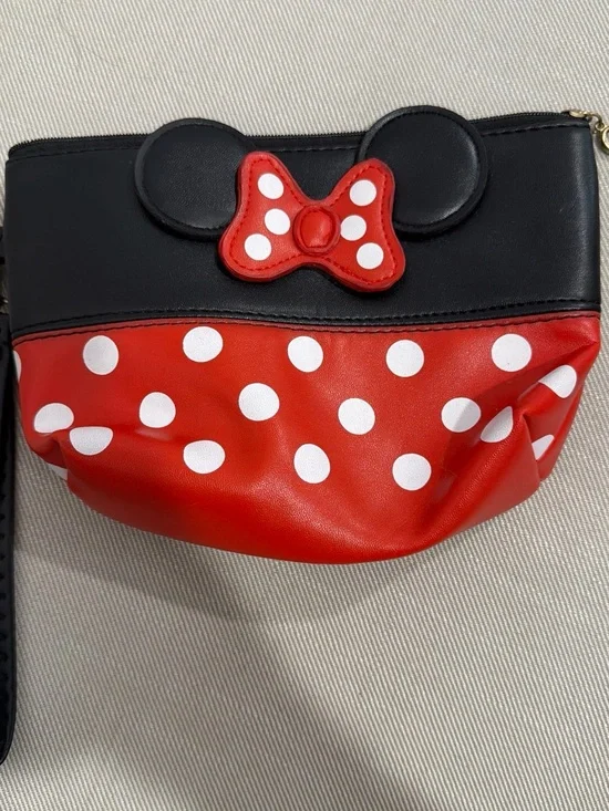Disney Red Black Minnie Mouse Polka Dot Kids Wristlet