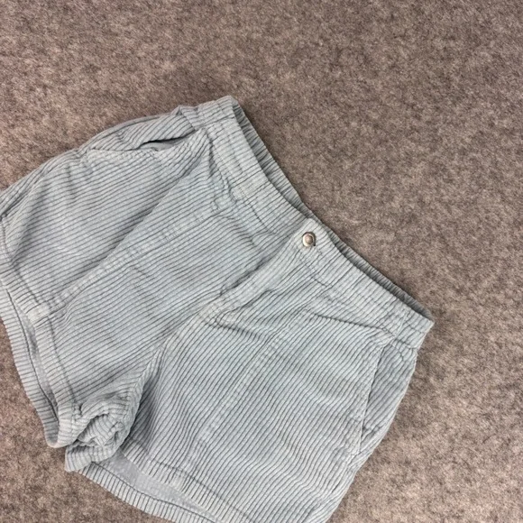 RVCA Womens Blue Corduroy Shorts High Rise Elastic Waist Size Medium Cotton
