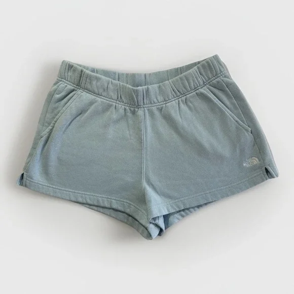The North Face Half Dome Fleece Shorts Light Blue Standard Fit Pockets Women's L