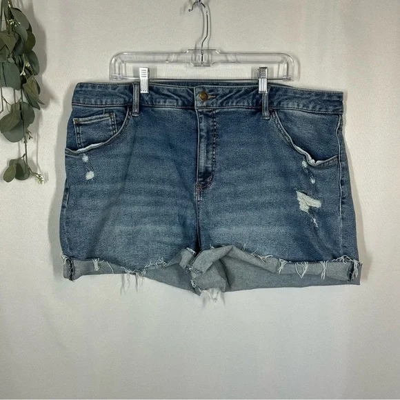 Ava & Viv | Distressed Blue Jean Denim Shorts Ripped Cuffed Hem Women's Size 22W