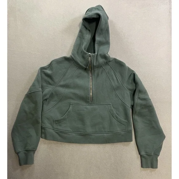 Lululemon Scuba Oversized Half Zip Hoodie Women's XS/S Teal Green Gold Zip