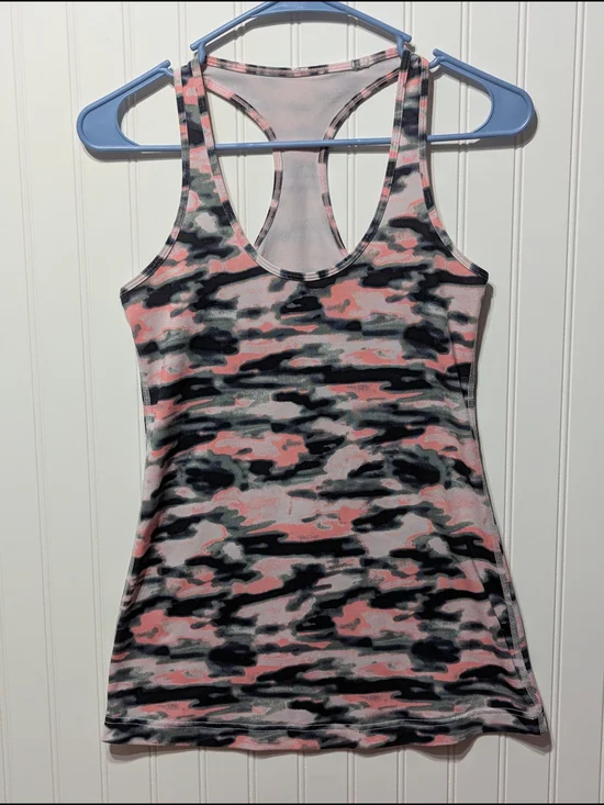 lululemon athletica Pink, Gray & Black Camo Racerback Tank